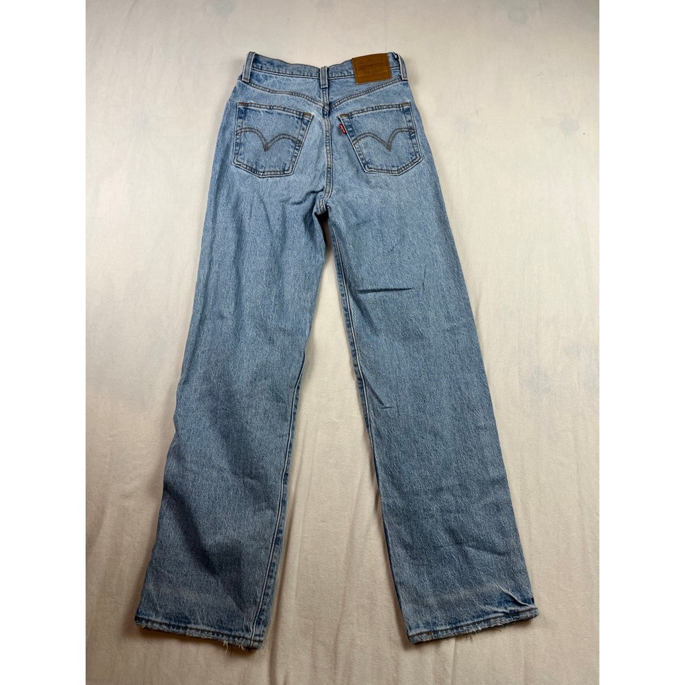 Levis Premium Ribcage Straight Ankle Jeans Light Wash Blue 23 High Rise Denim - Picture 9 of 10